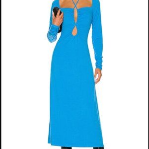 AFRM Blue Sheath Dress with Cut Out Tie Front
